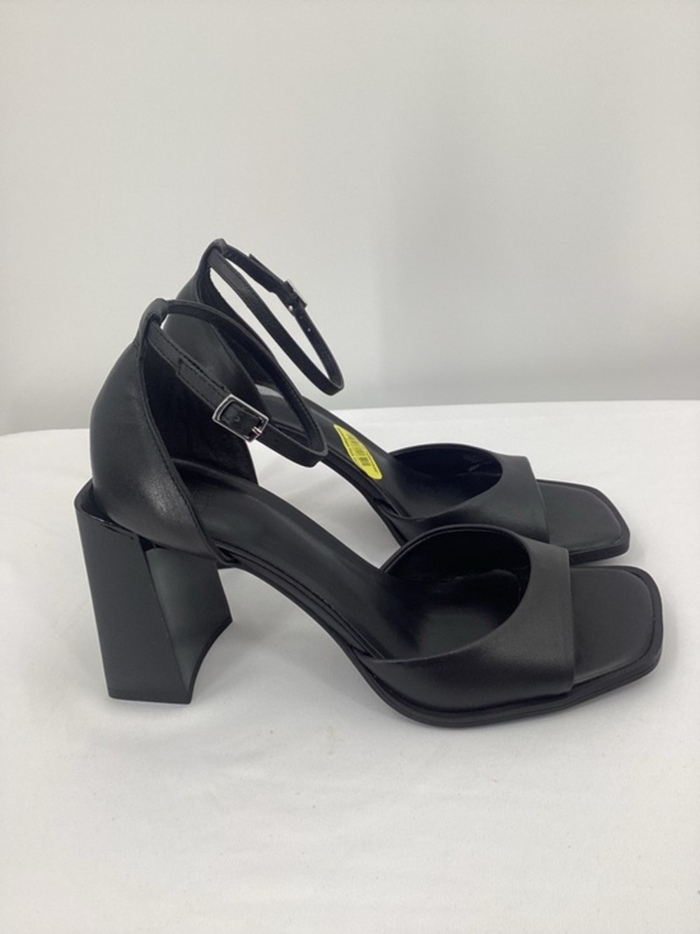 GB Black Ankle-Strap Block Heel Sandals